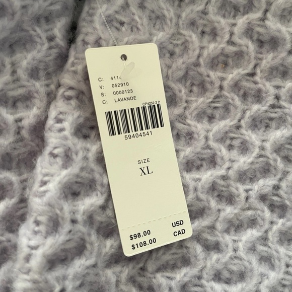 Anthropologie Womens Mock Neck Sweater XL Alpaca Blend Cable Knit Lavender Tunic - Picture 4 of 6
